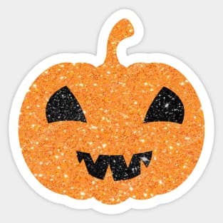 Light Orange Faux Glitter Halloween Pumpkin Face Sticker